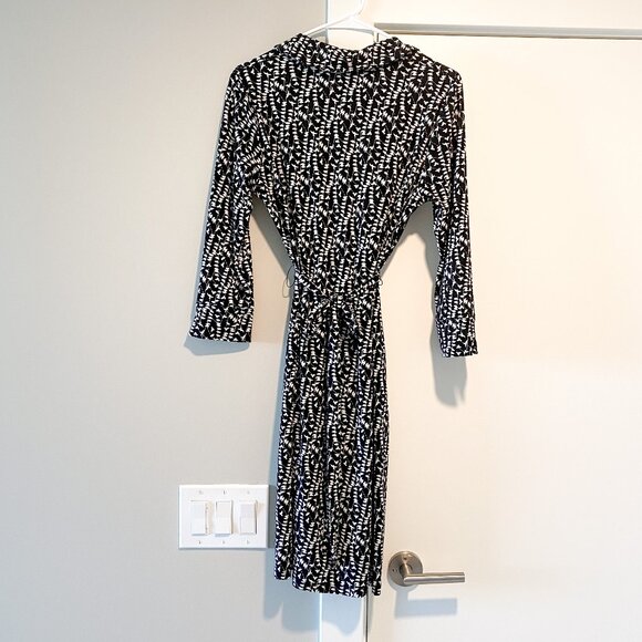 Brooks Brothers Bird Print Surplice Faux Wrap V neck Shirt Dress Sz S Career - Picture 2 of 12